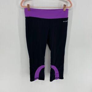 Baleaf Black & Purple Cropped Midrise athletic exercise Legging womens m